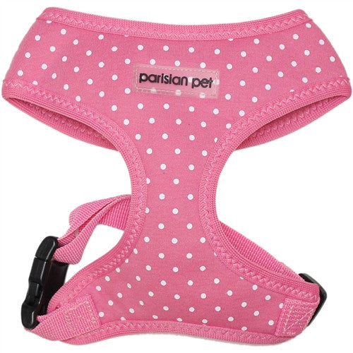 Dog Harness - Adjustable Polyester - Polka Dot Pink