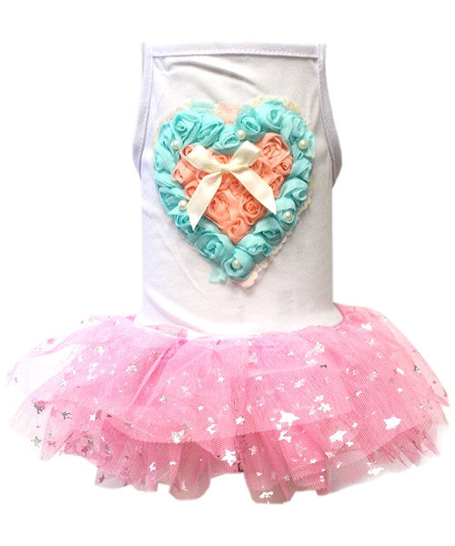 Hearts Tulle Dress Pink