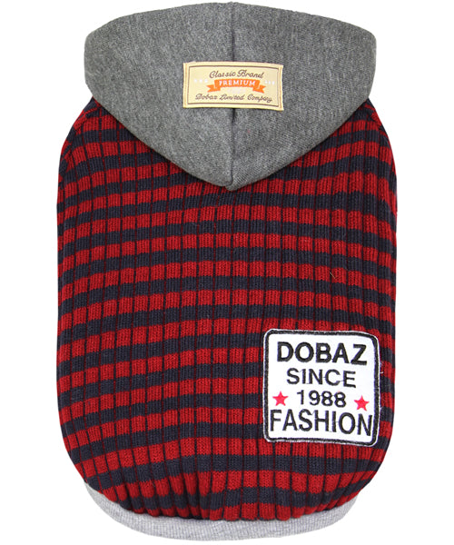 Striped Knit Hoodie Navy/Red