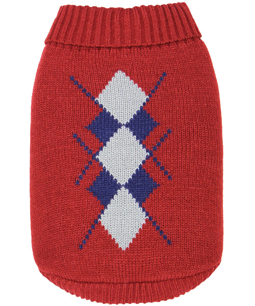 Argyle Sweater Navy/Red - Pupaholic.com
