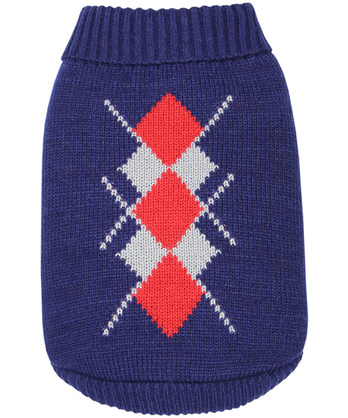 Argyle Sweater Red/Navy - Pupaholic.com