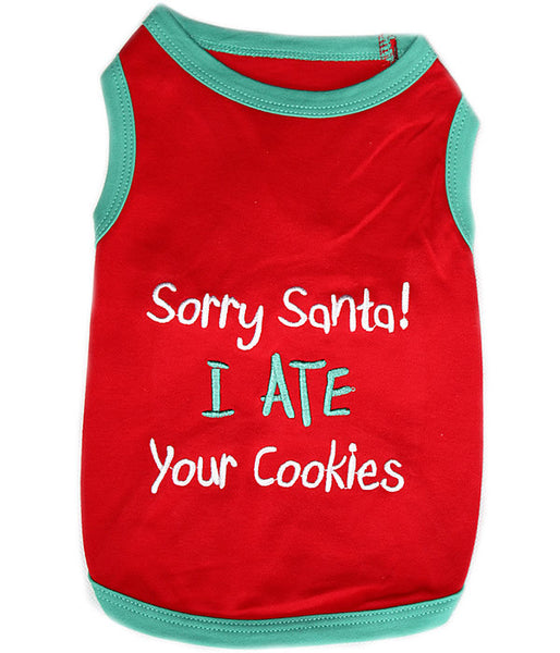 Red Christmas Dog Shirt - Santa Cookies - Pupaholic.com