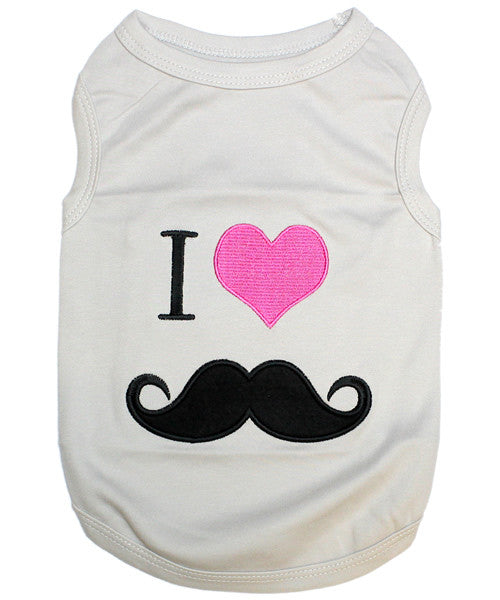 White Dog Shirt - Mustache - Pupaholic.com